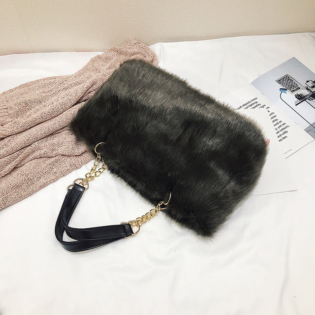 Fashion  Fur Chain Shoulder Bag