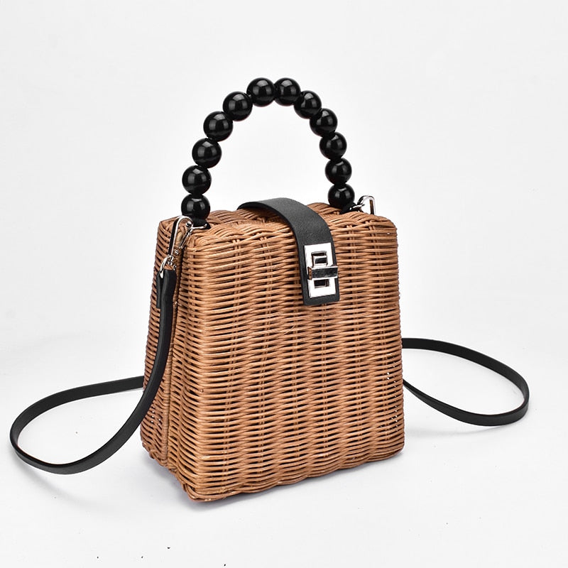 2019 Brand Designer bead hand-woven straw bag