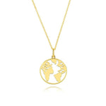 Silver Earth World Global Map Necklace